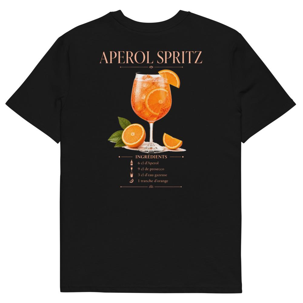 T-shirt Aperol Spritz — le cocktail et sa recette, tee noir