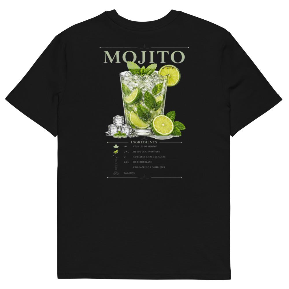T-shirt Mojito — le cocktail et sa recette, tee noir