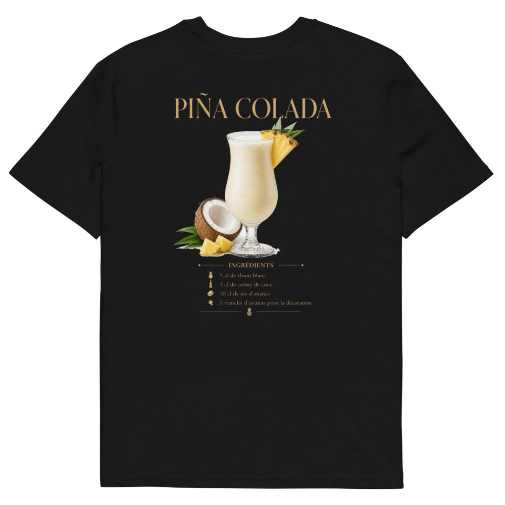 T-shirt Piña Colada — le cocktail et sa recette, tee noir