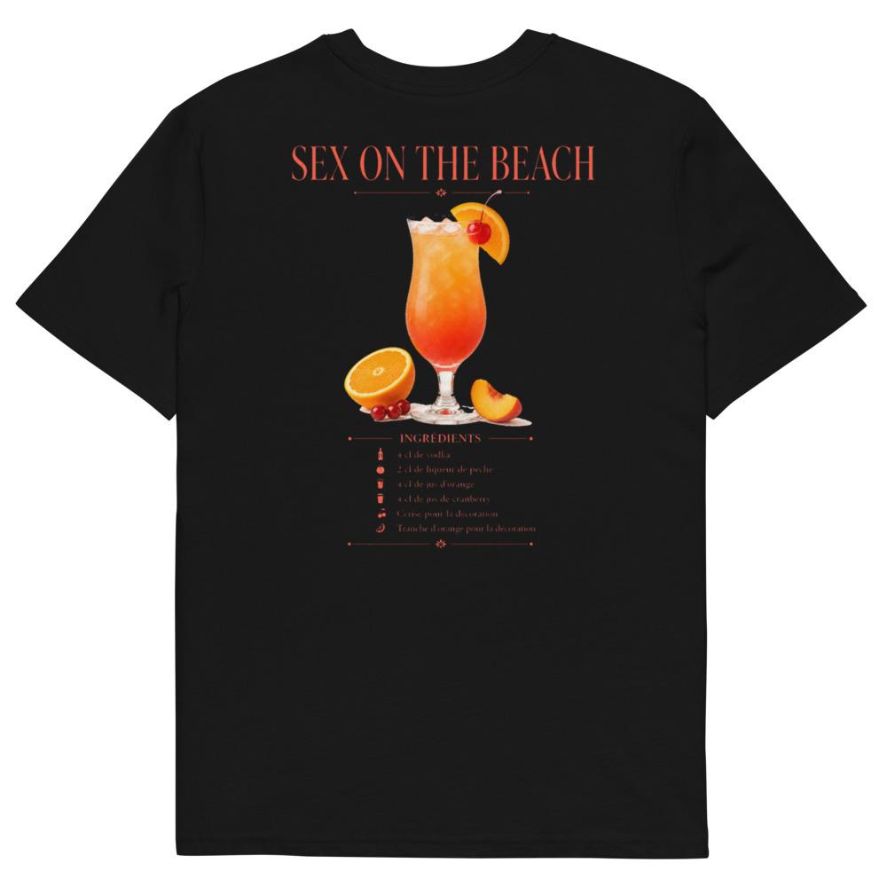 T-shirt Sex on the Beach — le cocktail et sa recette, tee noir